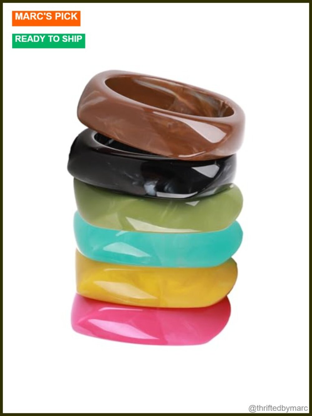 Chunky Acrylic Resin Bangle Bracelets Set for Women Vintage Geometric Stackable